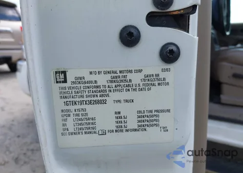 2003 GMC Sierra 1500 Slt from USA, damaged, VIN 1GTEK19TX3E268032